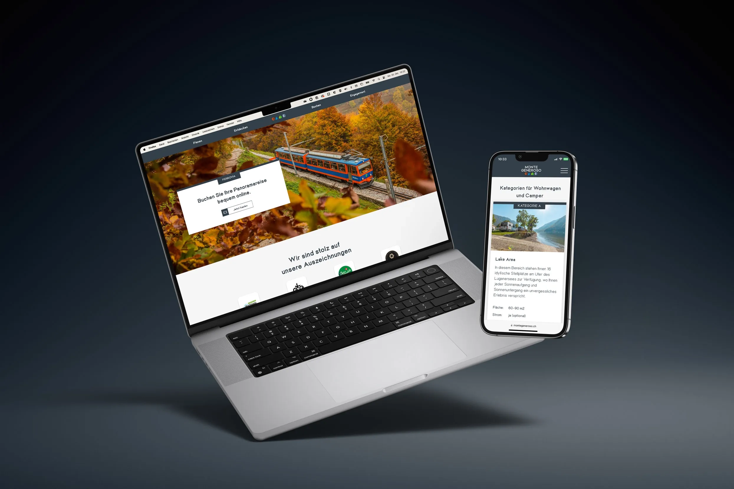 Mockup der Ferrovia Monte Generoso Webseite