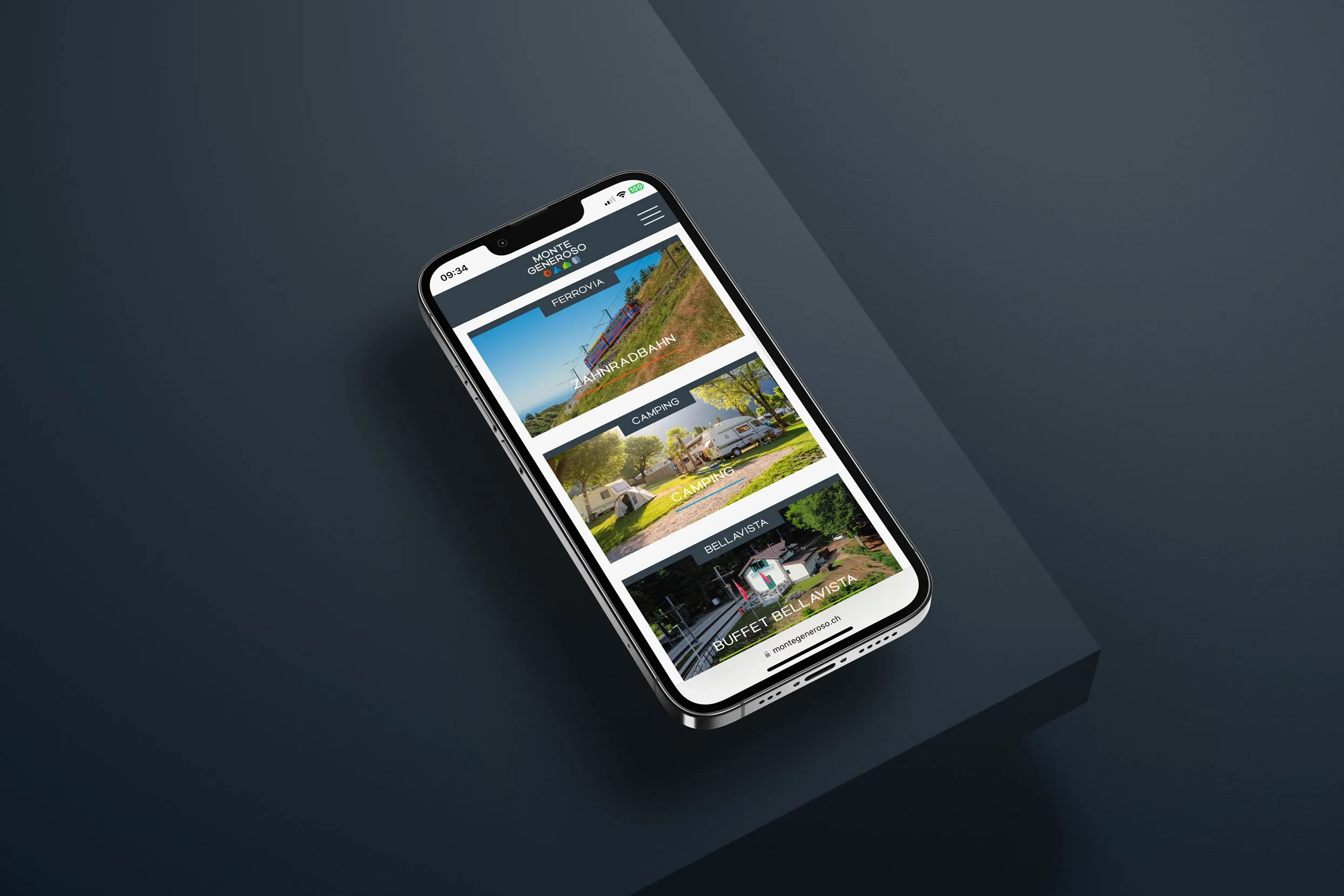 Mockup der Ferrovia Monte Generoso Webseite Mobile 